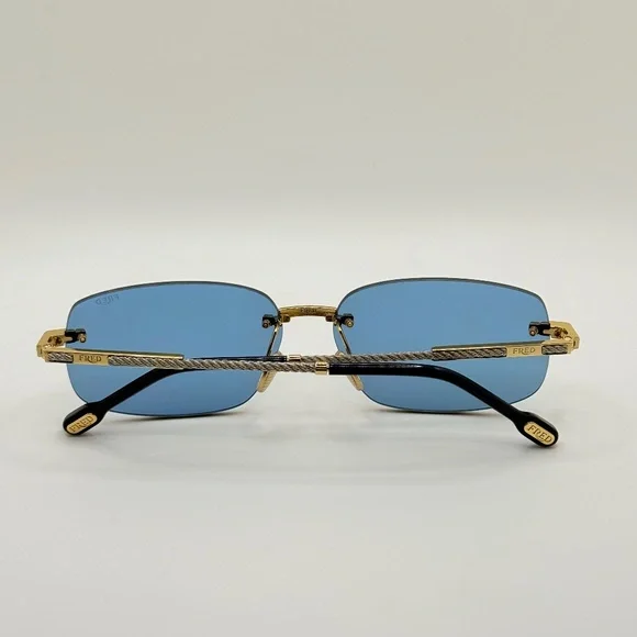 FRED FG40049U 30V Shiny Gold/Blue Sunglasses 60-14-145 NEW (Replacement Box) - Picture 4 of 16